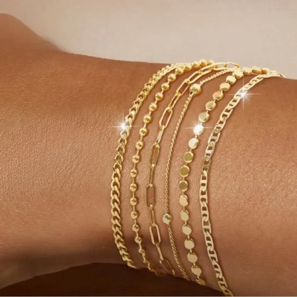 NEW 14K Gold Plated Elegant Gold Bracelet Set